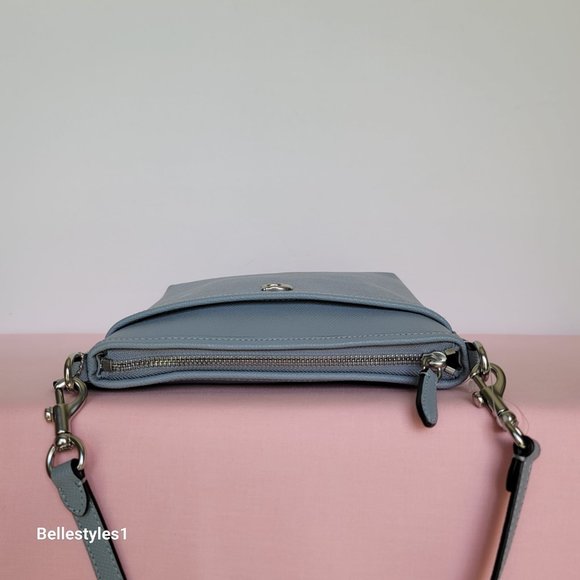 COACH Kitt Crossgrain Leather Messenger Crossbody- Blue Grey color ⭐ - Picture 11 of 16